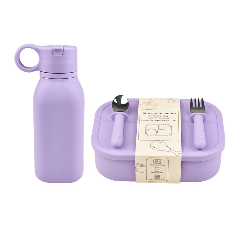 Set silikonskih kutija za obrok s četiri odjeljka, pravokutnog oblika, 800–1000 ml, pogodna za mikrovalnu pećnicu