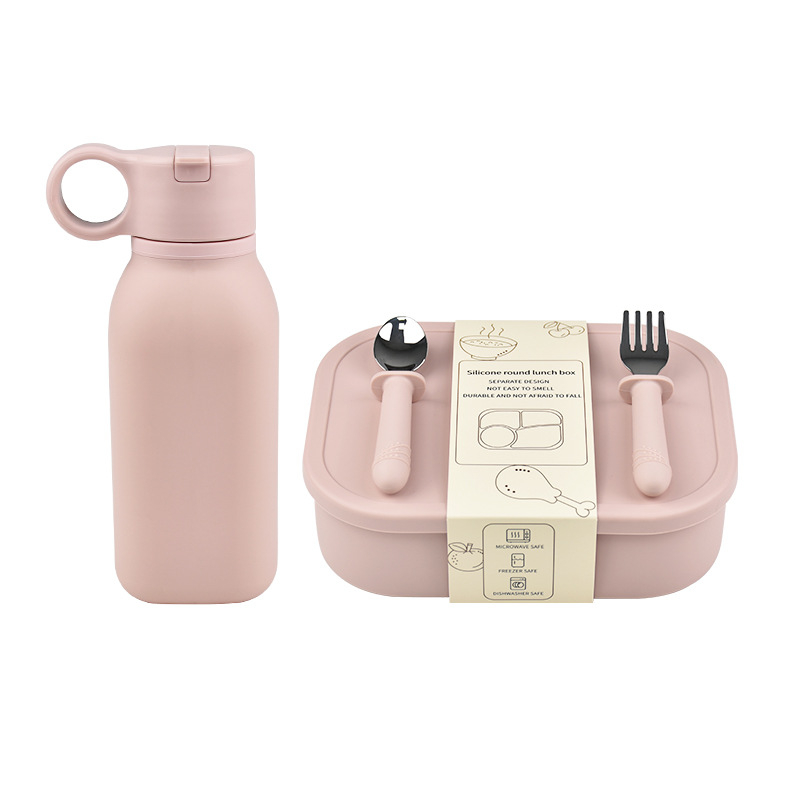 Set silikonskih kutija za obrok s četiri odjeljka, pravokutnog oblika, 800–1000 ml, pogodna za mikrovalnu pećnicu