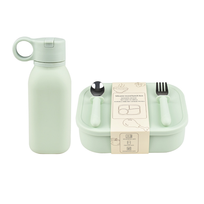 Set silikonskih kutija za obrok s četiri odjeljka, pravokutnog oblika, 800–1000 ml, pogodna za mikrovalnu pećnicu