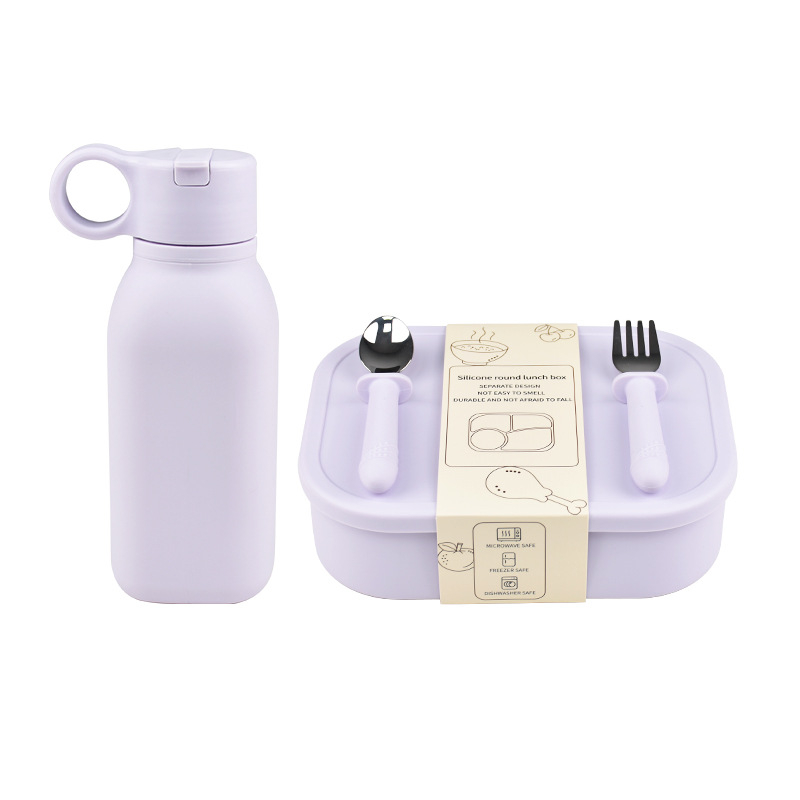 Set silikonskih kutija za obrok s četiri odjeljka, pravokutnog oblika, 800–1000 ml, pogodna za mikrovalnu pećnicu