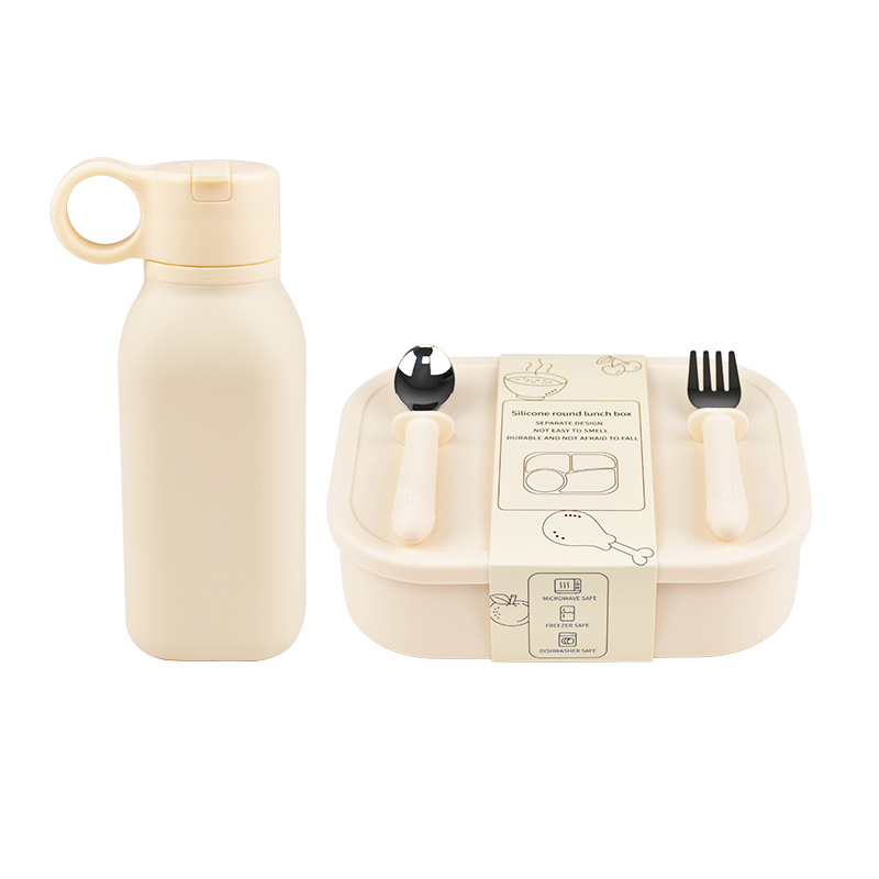 Set silikonskih kutija za obrok s četiri odjeljka, pravokutnog oblika, 800–1000 ml, pogodna za mikrovalnu pećnicu