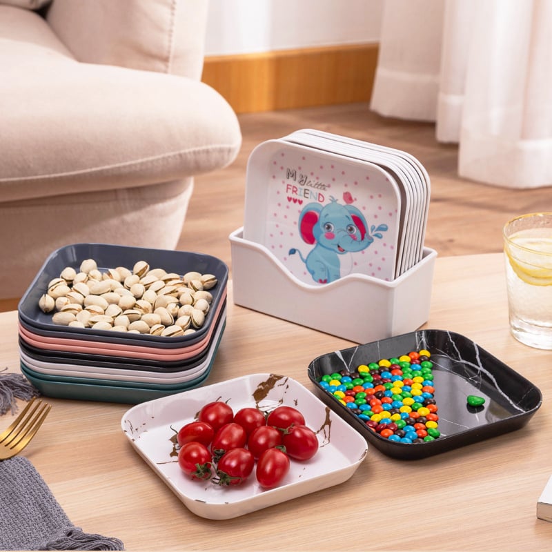 Чиния за плодове от меламин, квадратна форма, надглазурно покритие, печатано лого, неподходяща за микровълнова