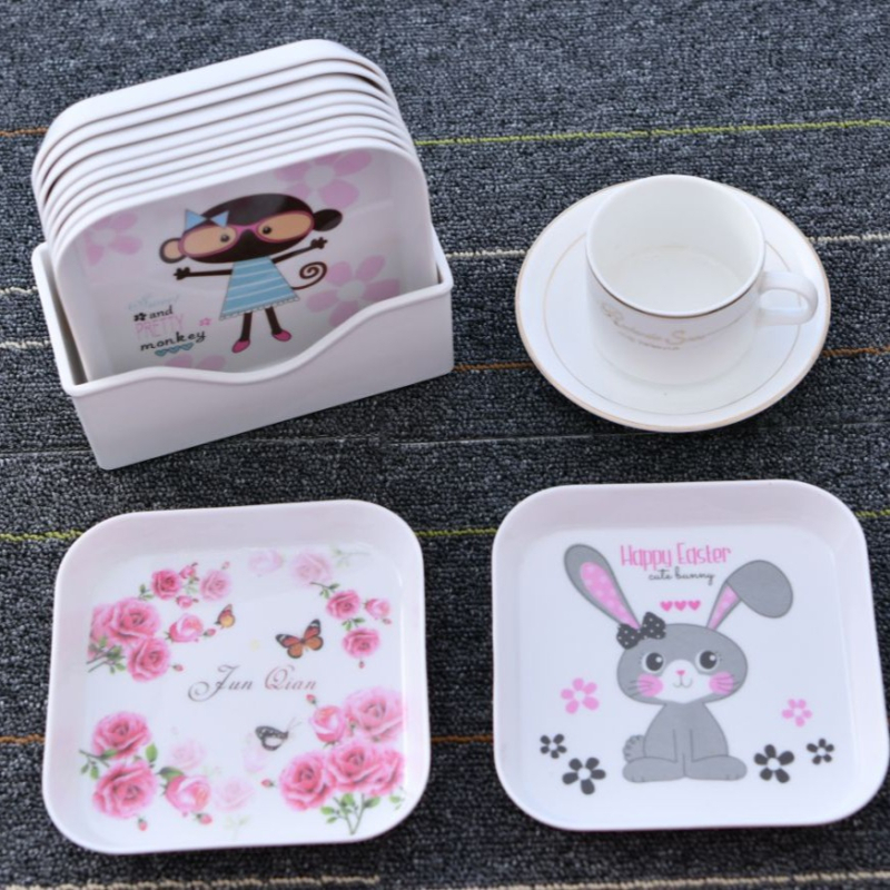 Чиния за плодове от меламин, квадратна форма, надглазурно покритие, печатано лого, неподходяща за микровълнова