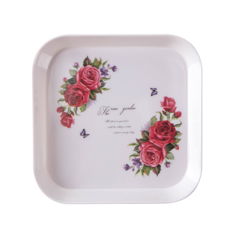 Чиния за плодове от меламин, квадратна форма, надглазурно покритие, печатано лого, неподходяща за микровълнова