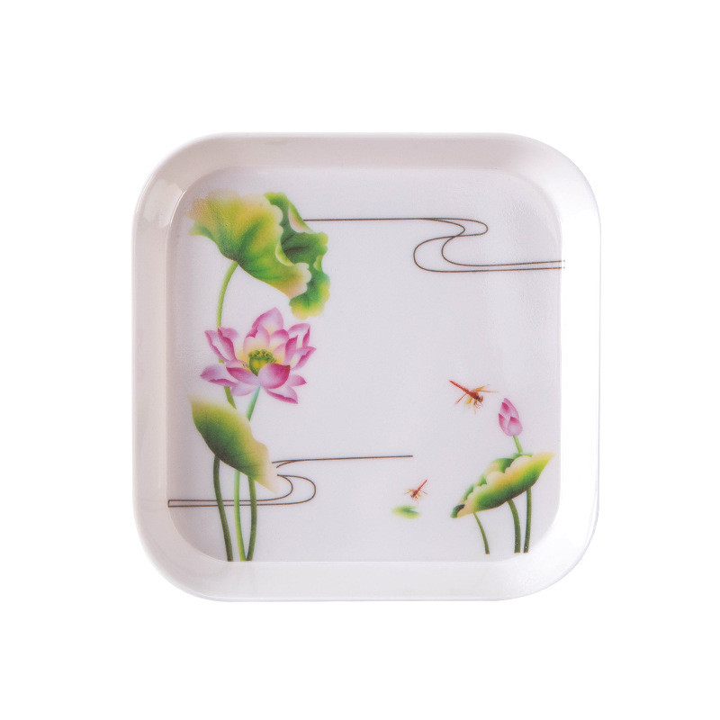 Чиния за плодове от меламин, квадратна форма, надглазурно покритие, печатано лого, неподходяща за микровълнова