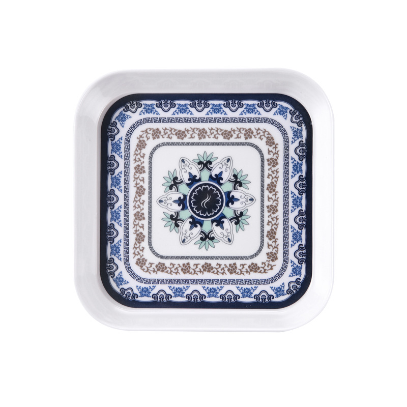 Чиния за плодове от меламин, квадратна форма, надглазурно покритие, печатано лого, неподходяща за микровълнова