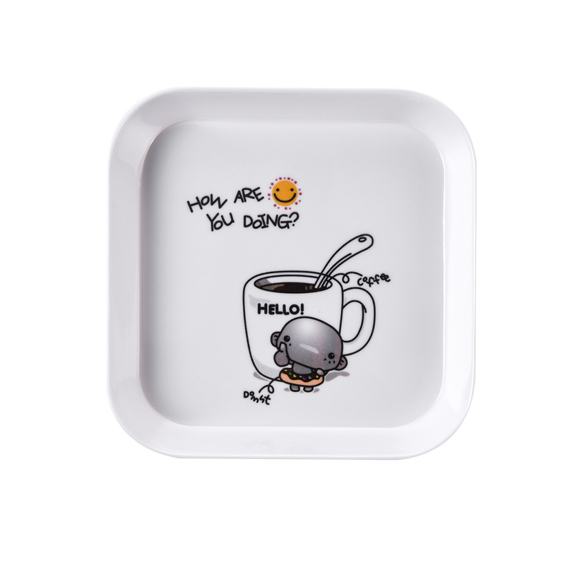 Чиния за плодове от меламин, квадратна форма, надглазурно покритие, печатано лого, неподходяща за микровълнова