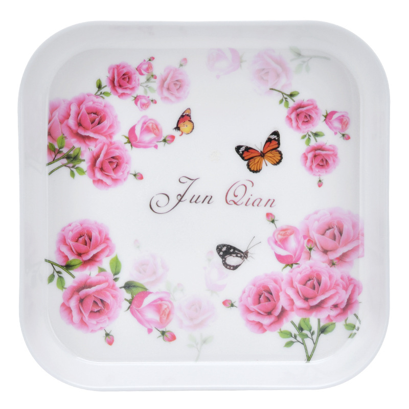 Чиния за плодове от меламин, квадратна форма, надглазурно покритие, печатано лого, неподходяща за микровълнова