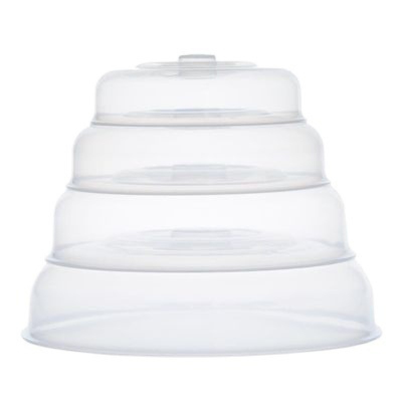 Капак за микровълнова печка - 4-членен набор, кръгъл, PP пластмасов прозрачен капак за съхранение, термоустойчив и против пръски
