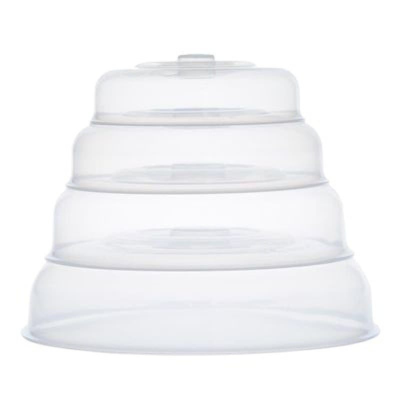 Капак за микровълнова печка - 4-членен набор, кръгъл, PP пластмасов прозрачен капак за съхранение, термоустойчив и против пръски