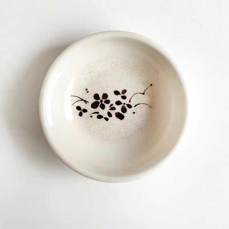 Меламинов съд за дип, кръгъл, флорален принт, ретро стил, за подправки