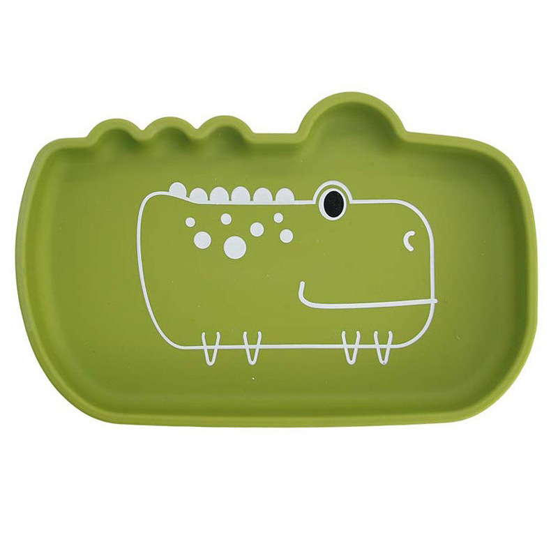 Силиконова детска чиния с разделени секции и засмукваща основа, животински дизайн, подходяща от 6 месеца