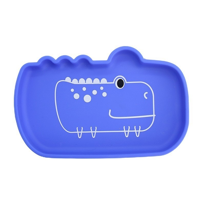 Силиконова детска чиния с разделени секции и засмукваща основа, животински дизайн, подходяща от 6 месеца