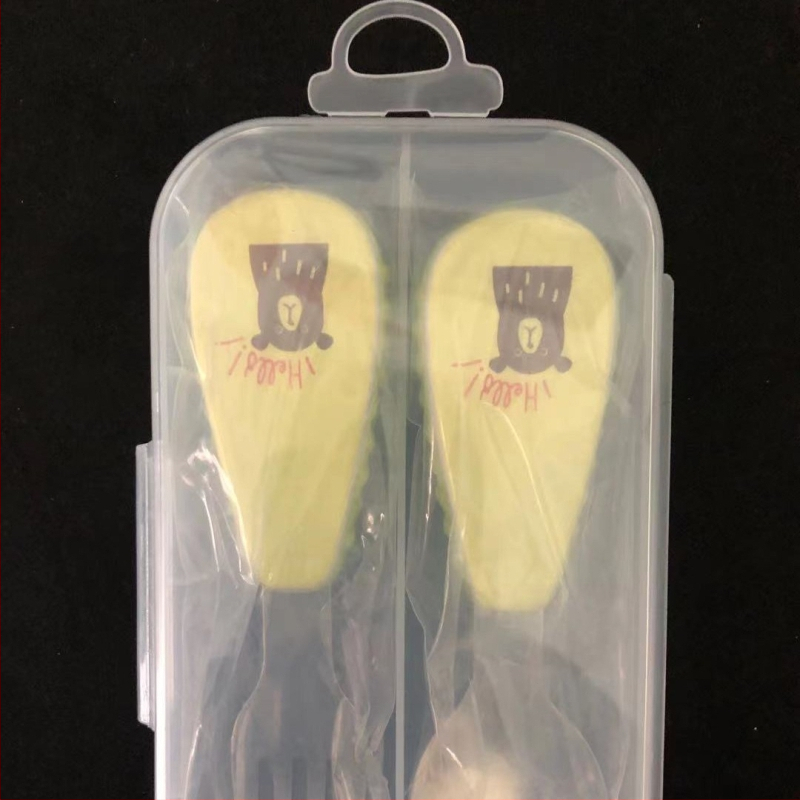 Qirun 304 nerezová detská súprava riadu – lyžička a vidlička s karikatúrnym dizajnom rúčok, zrkadlový lesk, možnosť prispôsobenia