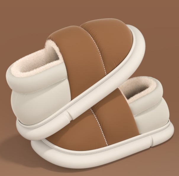 Βαμβατικές χειμερινές παντόφλες για οικιακή χρήση – Unisex, ενισχυμένη σόλα PVC, επάνω μέρος από αδιάβροχο ύφασμα με γούνα, αντιολισθητική σόλα, κλειστή φτέρνα, ζεστή εσωτερική επένδυση από φλίς