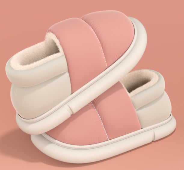 Βαμβατικές χειμερινές παντόφλες για οικιακή χρήση – Unisex, ενισχυμένη σόλα PVC, επάνω μέρος από αδιάβροχο ύφασμα με γούνα, αντιολισθητική σόλα, κλειστή φτέρνα, ζεστή εσωτερική επένδυση από φλίς