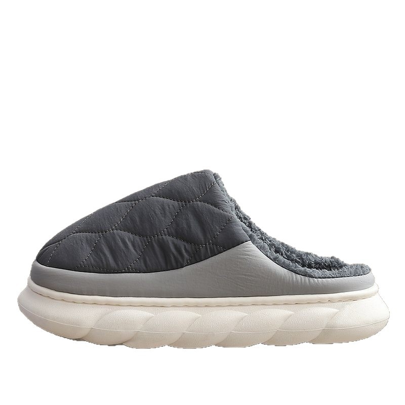 Unisex βαμβακερές παντόφλες εσωτερικού χώρου, σόλα PVC, επάνω ύφασμα με γούνινο φινίρισμα, εσωτερική επένδυση από τεχνητό τρίχωρο, αδιάβροχες