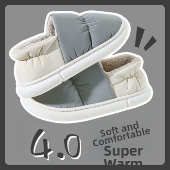 Ανδρικές χειμερινές παντόφλες εσωτερικού χώρου από βαμβάκι με PU άνω μέρος, μεσαίο ύψος, επίπεδη φτέρνα, EVA σόλα, επένδυση από βαμβάκι