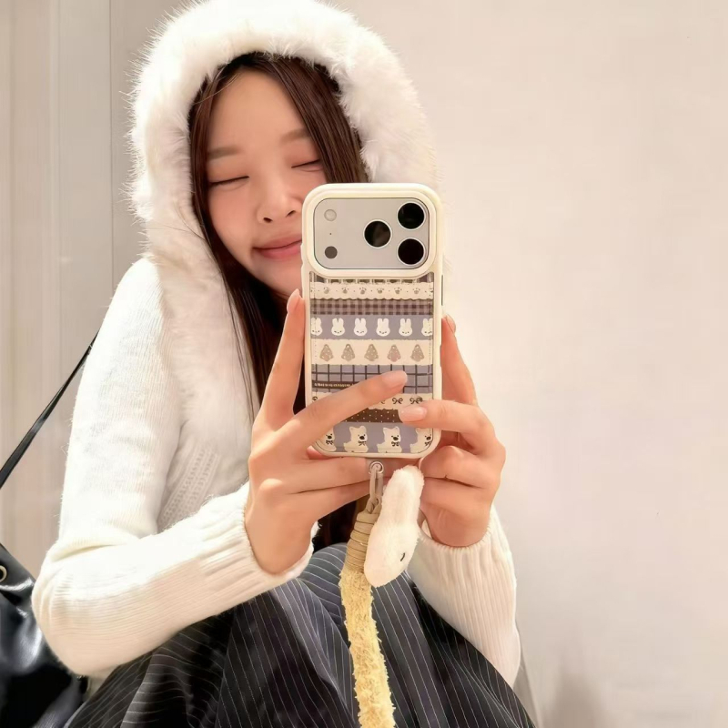 Náramok na zápästie pre telefón s dizajnom Fair Isle Miffy Rabbit, kompatibilný s Xiaomi zariadeniami — Materiál: mäkké lepidlo, Spracovanie: otlačok, Ochrana proti pádu