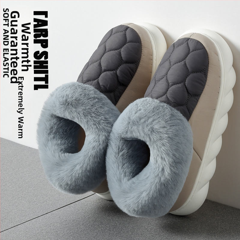 Papuče z bavlny s vrchnou časťou z velúru, vnútorná vložka fleece, podrážka PVC – unisex, teplé, protišmykové