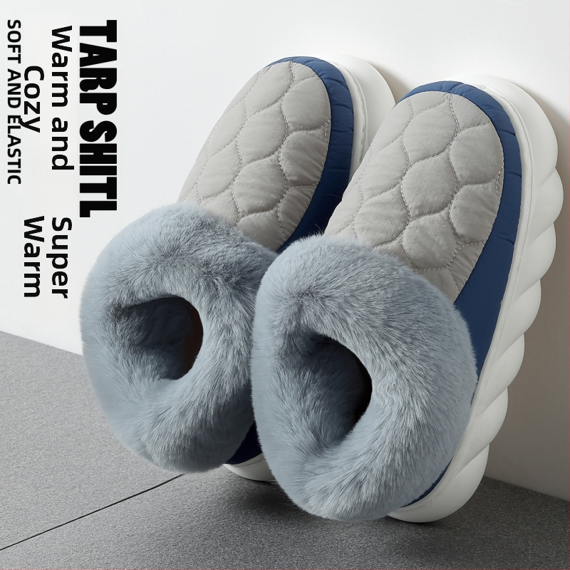 Papuče z bavlny s vrchnou časťou z velúru, vnútorná vložka fleece, podrážka PVC – unisex, teplé, protišmykové