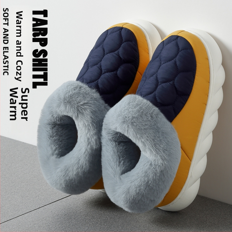 Papuče z bavlny s vrchnou časťou z velúru, vnútorná vložka fleece, podrážka PVC – unisex, teplé, protišmykové