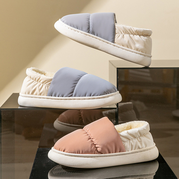 Unisex βαμβακερές παντόφλες εσωτερικού χώρου, με παχιά σόλα, επένδυση φλίς, ζεστές και αδιάβροχες, κλειστή φτέρνα, γούνινη επένδυση εσωτερικά