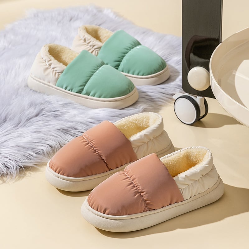 Unisex βαμβακερές παντόφλες εσωτερικού χώρου, με παχιά σόλα, επένδυση φλίς, ζεστές και αδιάβροχες, κλειστή φτέρνα, γούνινη επένδυση εσωτερικά