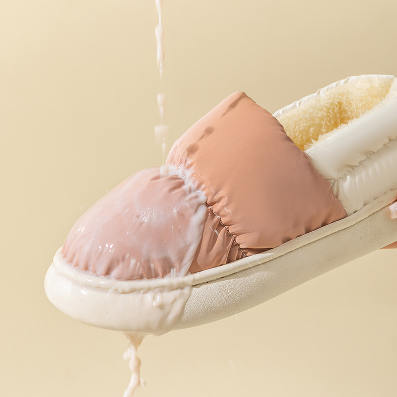 Unisex βαμβακερές παντόφλες εσωτερικού χώρου, με παχιά σόλα, επένδυση φλίς, ζεστές και αδιάβροχες, κλειστή φτέρνα, γούνινη επένδυση εσωτερικά