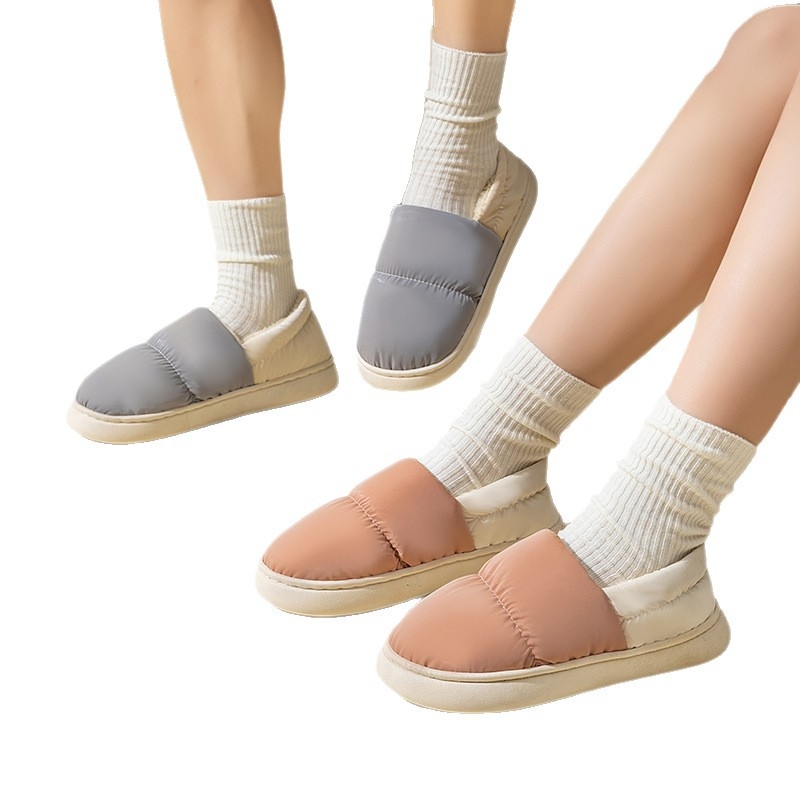 Unisex βαμβακερές παντόφλες εσωτερικού χώρου, με παχιά σόλα, επένδυση φλίς, ζεστές και αδιάβροχες, κλειστή φτέρνα, γούνινη επένδυση εσωτερικά