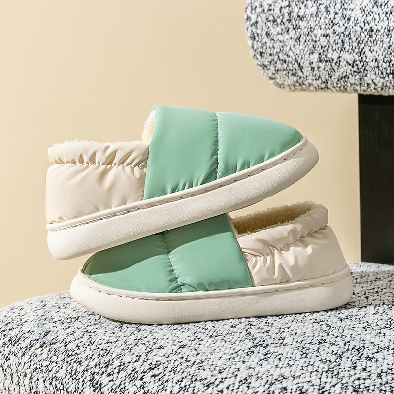 Unisex βαμβακερές παντόφλες εσωτερικού χώρου, με παχιά σόλα, επένδυση φλίς, ζεστές και αδιάβροχες, κλειστή φτέρνα, γούνινη επένδυση εσωτερικά