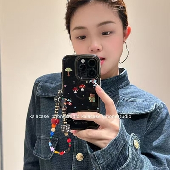 Husă pentru telefon cu design în relief, motiv urs cu ciuperci, silicon moale, protecție împotriva căderilor, pentru Apple iPhone