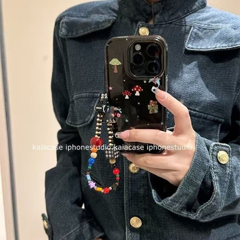 Husă pentru telefon cu design în relief, motiv urs cu ciuperci, silicon moale, protecție împotriva căderilor, pentru Apple iPhone