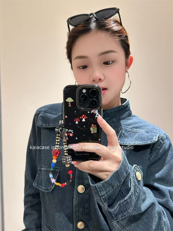 Husă pentru telefon cu design în relief, motiv urs cu ciuperci, silicon moale, protecție împotriva căderilor, pentru Apple iPhone