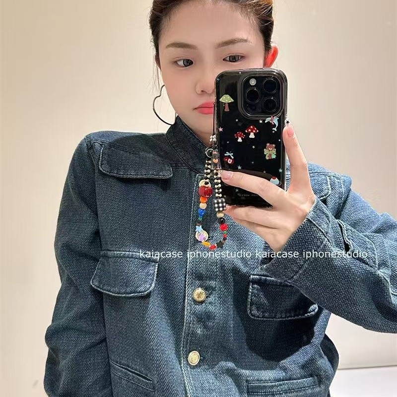 Husă pentru telefon cu design în relief, motiv urs cu ciuperci, silicon moale, protecție împotriva căderilor, pentru Apple iPhone