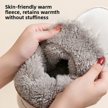 Zimné bavlnené papuče s fleecovým podšitím a podrážkou EVA – hrubé, protišmykové, jednobarevný dizajn