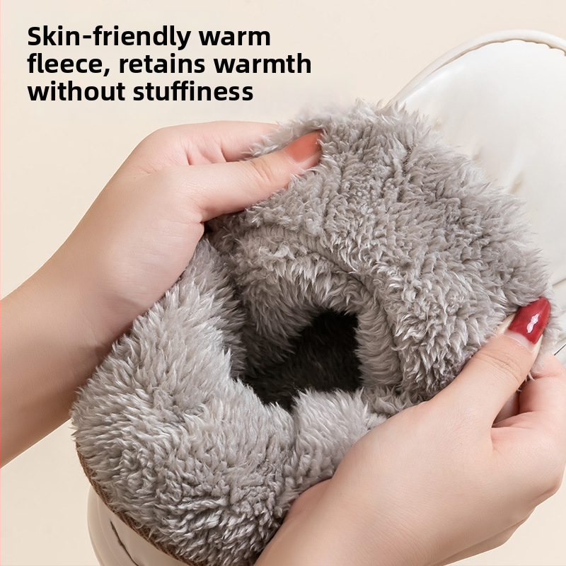 Zimné bavlnené papuče s fleecovým podšitím a podrážkou EVA – hrubé, protišmykové, jednobarevný dizajn