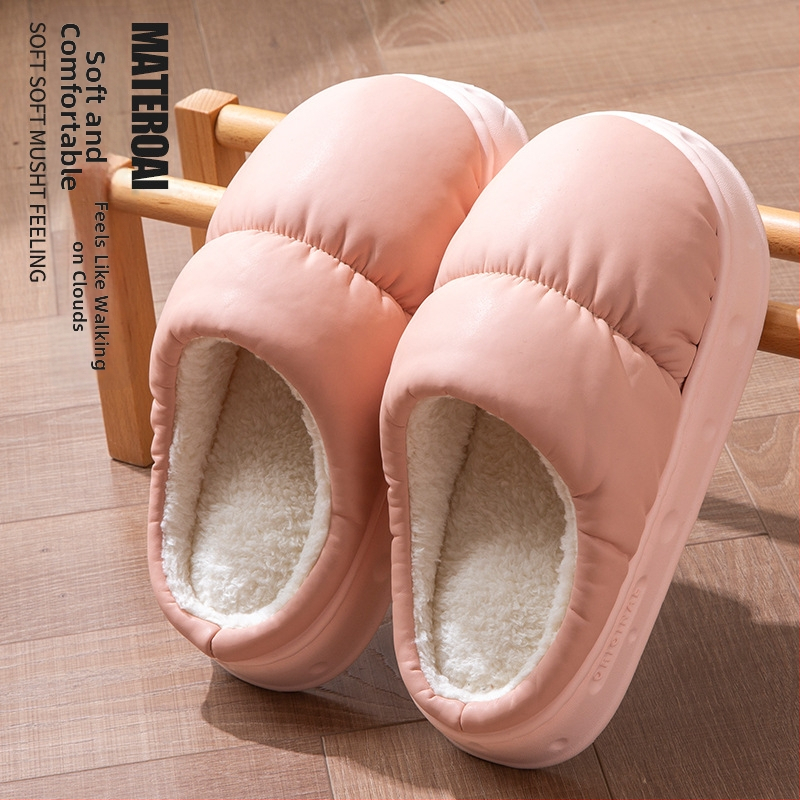 Dámske zimné bavlnené papuče s plyšovou podšívkou, nepremokavá EVA podrážka, protišmykové, do interiéru aj exteriéru