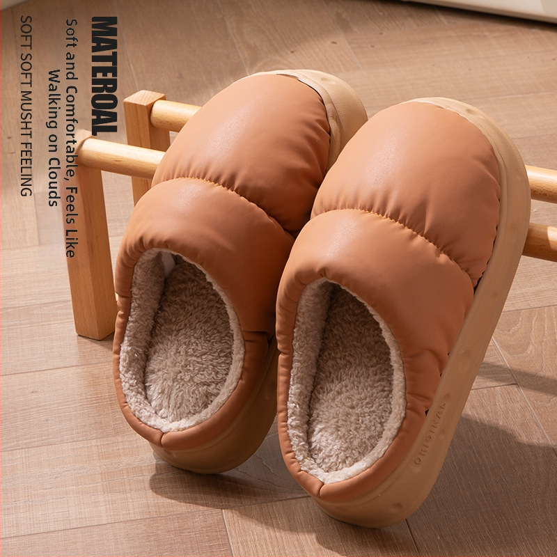 Dámske zimné bavlnené papuče s plyšovou podšívkou, nepremokavá EVA podrážka, protišmykové, do interiéru aj exteriéru