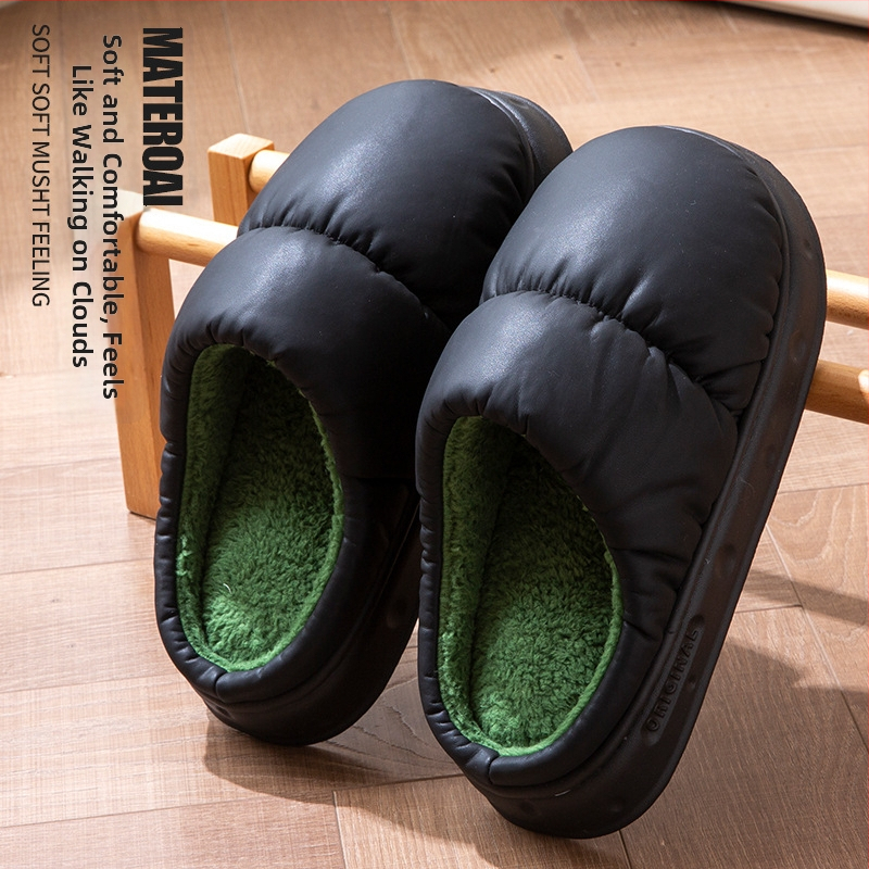 Dámske zimné bavlnené papuče s plyšovou podšívkou, nepremokavá EVA podrážka, protišmykové, do interiéru aj exteriéru