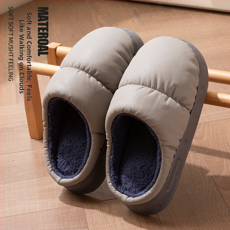Dámske zimné bavlnené papuče s plyšovou podšívkou, nepremokavá EVA podrážka, protišmykové, do interiéru aj exteriéru
