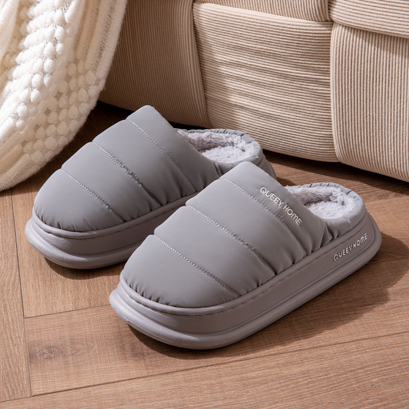 Παντόφλες από βαμβάκι, Unisex, με επένδυση φλίς, αδιάβροχη EVA σόλα, αντιολισθητική χοντρή σόλα (επένδυση φλίς; EVA σόλα; αντιολισθητική)