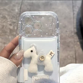 3D biely kôň náramok na zápästie pre Apple iPhone 13/14/15/17 Pro/Max — mäkká guma, reliéfna úprava, odolný voči nárazom