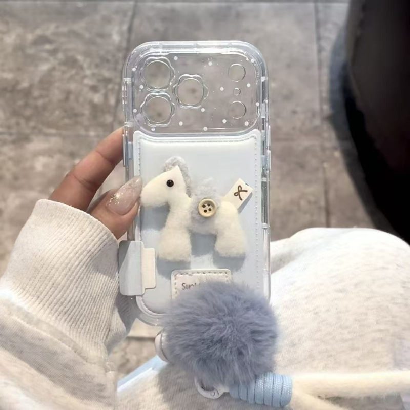 3D biely kôň náramok na zápästie pre Apple iPhone 13/14/15/17 Pro/Max — mäkká guma, reliéfna úprava, odolný voči nárazom