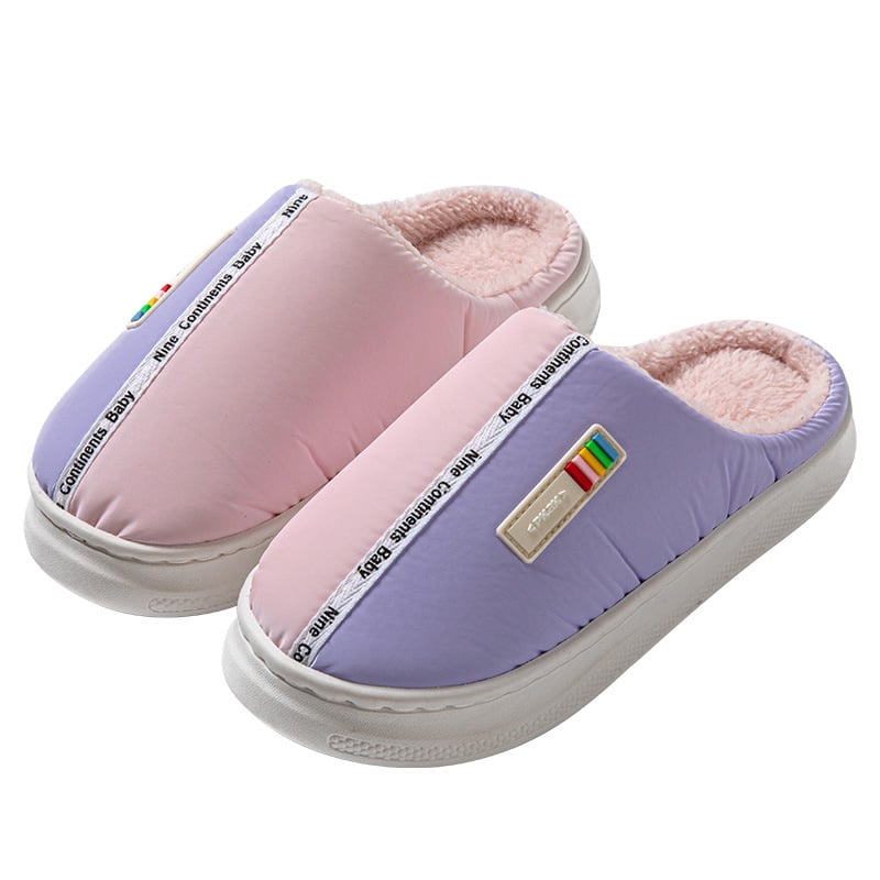 Βαμβατένιες παντόφλες για το σπίτι με σόλα από καουτσούκ, επάνω μέρος από ύφασμα με πούπουλα, αντιολισθητικές, ζεστές, unisex