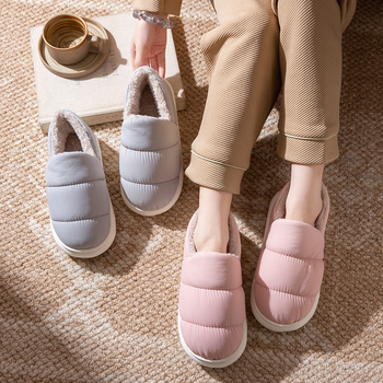 Unisex βαμβακερές παντόφλες για το σπίτι, με βελούδινο επάνω μέρος, αδιάβροτη αντιολισθητική σόλα και ζεστή επένδυση