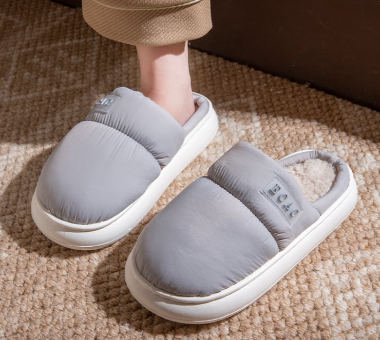 Unisex βαμβακερές παντόφλες για το σπίτι, με βελούδινο επάνω μέρος, αδιάβροτη αντιολισθητική σόλα και ζεστή επένδυση
