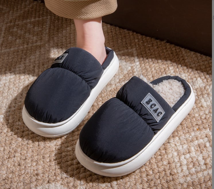 Unisex βαμβακερές παντόφλες για το σπίτι, με βελούδινο επάνω μέρος, αδιάβροτη αντιολισθητική σόλα και ζεστή επένδυση