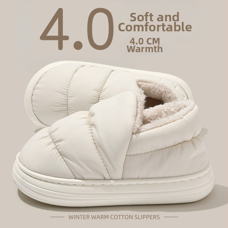 Unisex bavlnené domáce papuče s vodotesnou protišmykovou hrubou podrážkou a teplou podšívkou