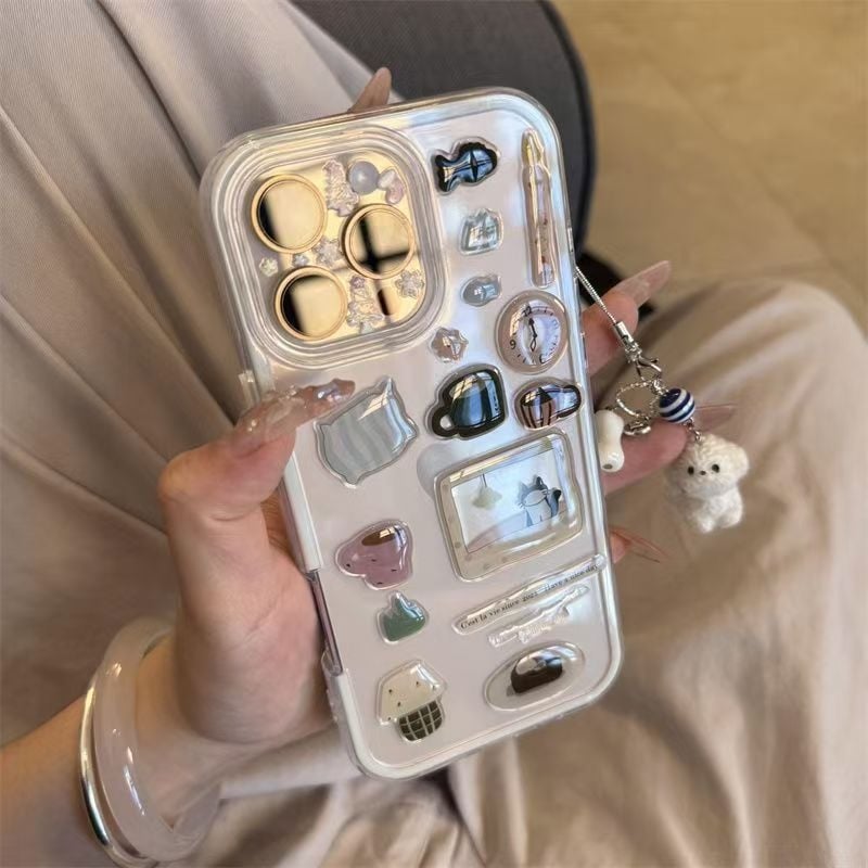 Carcasă pentru iPhone 14/13/12/11 – 3 în 1, motiv animal (pisică și câine), silicon moale, relief embossat, protecție împotriva căderilor